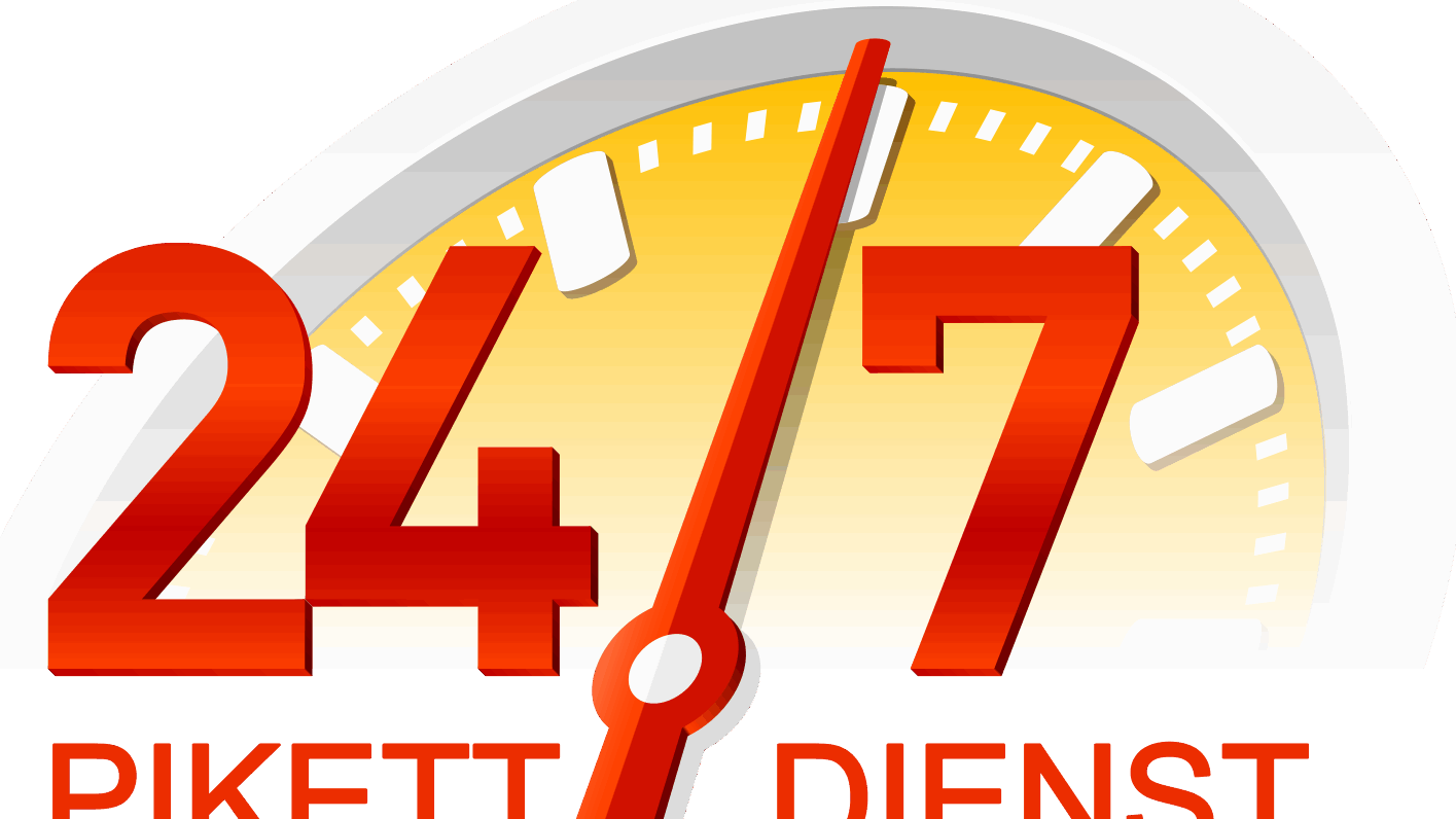 Grafik mit der Aufschrift 24/7 Pikettdienst