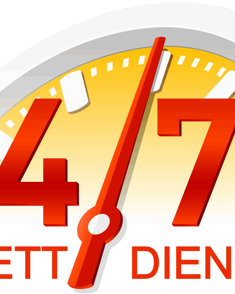 Grafik mit der Aufschrift 24/7 Pikettdienst